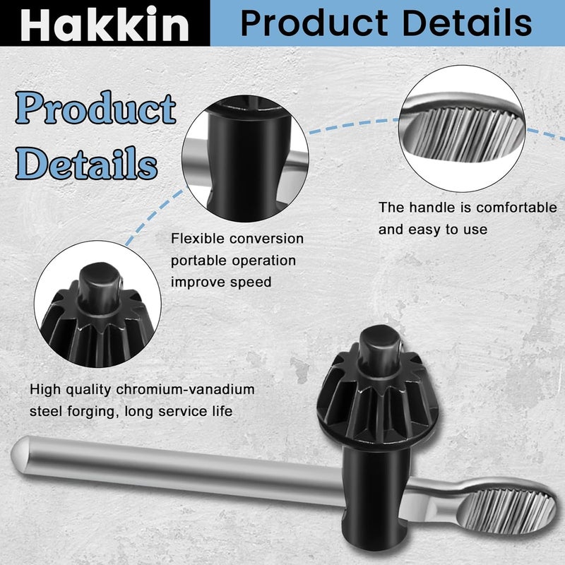 Hakkin Drill Chuck Keys Wrench with Universal 4 in 1 Drill Chuck key, 6pcs Replacement Drill Press Chuck Keys for Clamping Tool, 4mm,6mm,10mm,13mm,16mm Chuck Press Wrench Key - Image 2